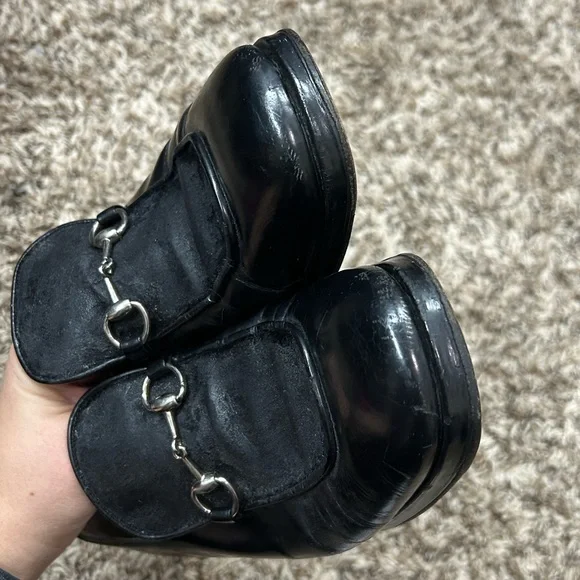 Gucci Classic Black Leather Loafers Sz 8.5 EXTREMELY WORN CONDITION - Picture 11 of 15